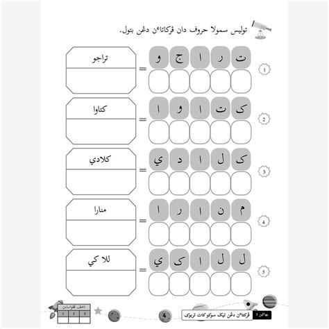 Lembaran Kerja Huruf Jawi Tunggal Huruf Jawi Pra Sekolah Sumber