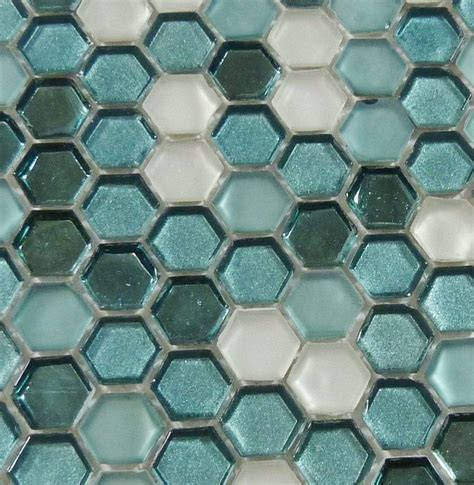 Get Tropical Sea Blue Hexagon Frosted Glass Tile Now Oasis Tile