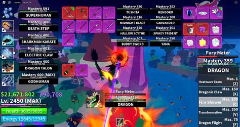 Blox Fruits Lvl Max Dragon Fruit All Skill Unlocked