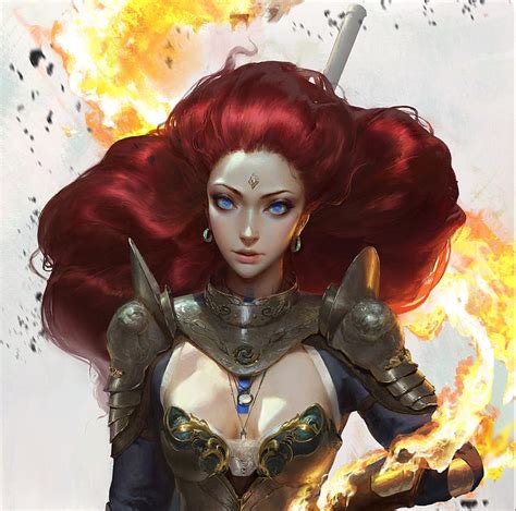 Fantasy Girl Armor Fantasy Weijia Yu Warrior Redhead Luminos