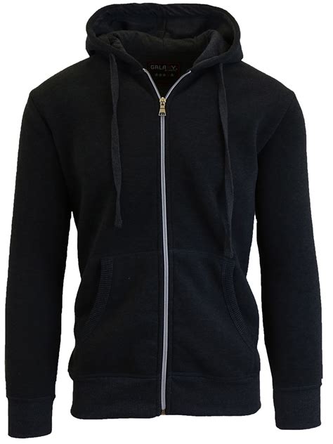 Heavyweight Men's Fleece Zip-Up Hoodie with Full Zipper and Drawstring ...