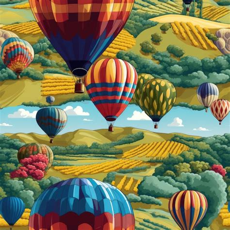 Premium Photo Vibrant Hot Air Balloons Floating Over A Vineyard