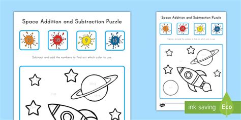 Space Addition And Subtraction Puzzle Lehrer Gemacht