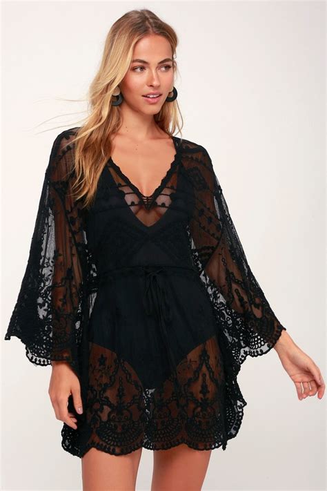 Sexy Black Swim Cover Up Crochet Lace Cover Up Lulus