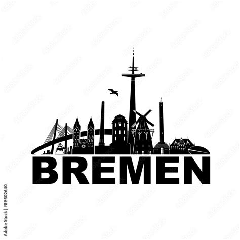 Obraz Bremen Logo Skyline Scherenschnitt Vorlage Piktogramm Umriss