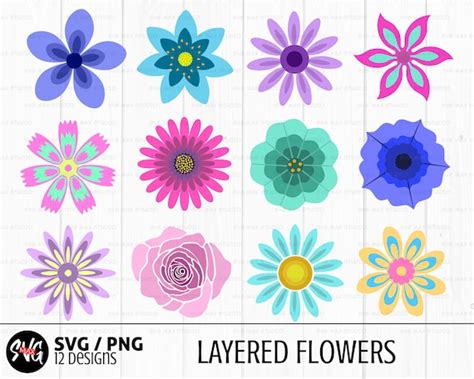 Layered Flowers Svg Bundle Flower Svg Floral Svg Tropical | Etsy