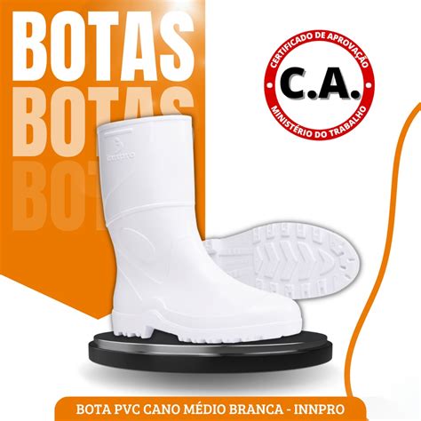 Bota Pvc Galocha Cano M Dio Branca Imperme Vel Antiderrapante Chuva P