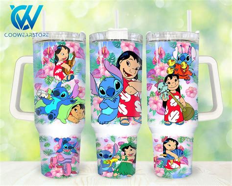 Stitch Cartoon Custom Stanley Quencher Oz Stainless Steel Tumbler