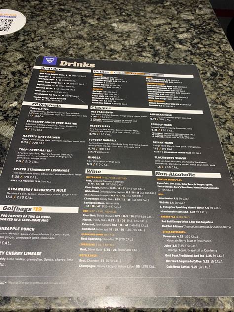 Menu at Topgolf pub & bar, Virginia Beach