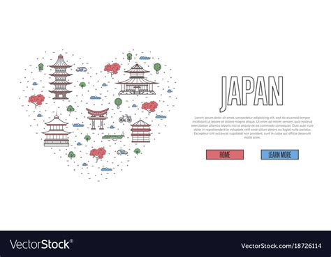 I Love Japan Poster In Linear Style Royalty Free Vector