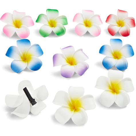 Hawaiian Luau Plumeria Flower Foam Hair Clips 10 Pack Michaels