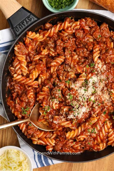 Fusilli With Meat Sauce Spend With Pennies