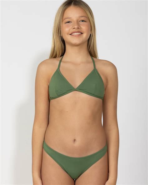 Topanga Girls Coco Fixed Triangle Bikini Set In Palm FREE Shipping