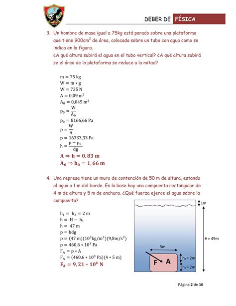 Ejercicios De Hidrost Tica F Sica I T S Bol Var Ambato Ecuador