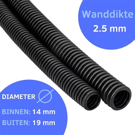 Flexibele Buis 25 Meter Maat 34 19mm Dik Pvc Geribd Zwart Bol