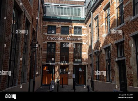 Chocolate museum entrance in capitol of Belgium, Brussels Stock Photo ...