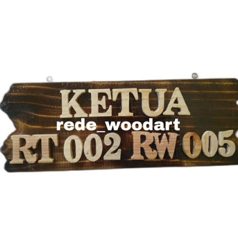 Jual Papan Nama Kayu Ketua Rt Gantungan Papan Nama Custom Papan