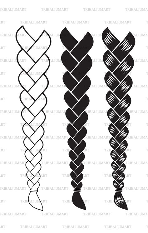 Hair Braided Or Hair Braids Cut Files For Cricut Clip Art Silhouettes Eps Svg Pdf Png Dxf