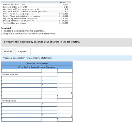 Solved Required 1 Prepare A Traditional Income Statem