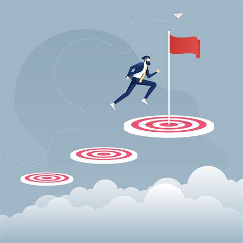 Businessman Jumping from Small Goals to Big Goal 833637 Vector Art at Vecteezy