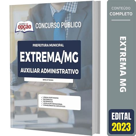 Apostila Concurso Extrema MG 2023 Auxiliar Administrativo Solução