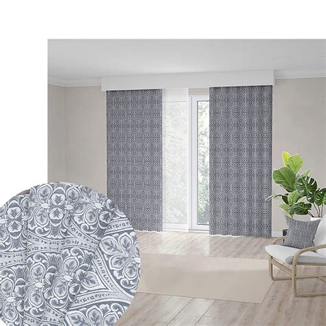 Folk Heart Scandinavian Floral Heavy Chenille Jacquard Grey Curtain