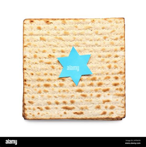 Jewish Flatbread Matza For Passover With Paper David Star On White