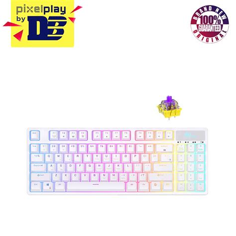 ROYAL KLUDGE RK Tri Mode RGB Keys Hot Swappable Mechanical Keyboard White Lemon Switch