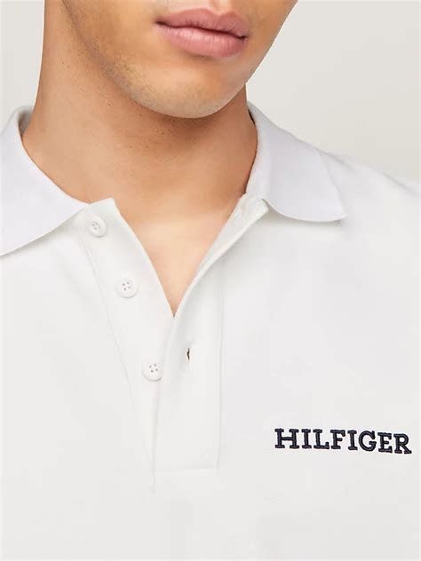 Hilfiger Monotype Regular Fit Langarm Poloshirt Weiß Tommy Hilfiger