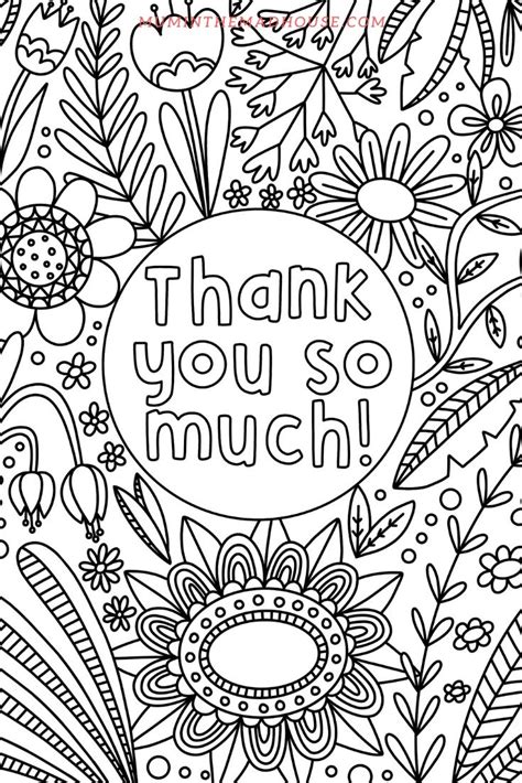 Thank You Card Coloring Page Printable