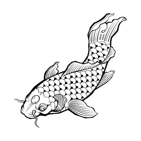 Premium Vector Black Tattoo Koi Fish On White Background