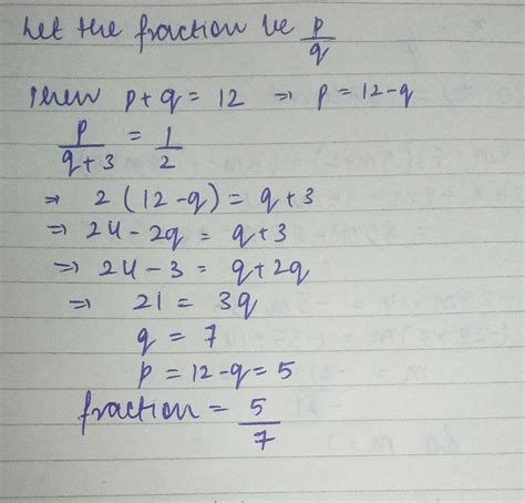 Sum Of The Numerator And The Denominator Of A Fraction Is If The