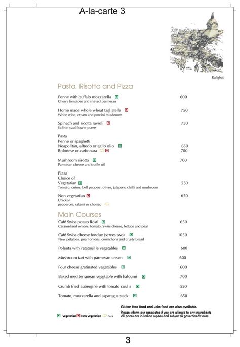 Cafe Swiss Menu Menu For Cafe Swiss Swissotel Kolkata Neotia Vista