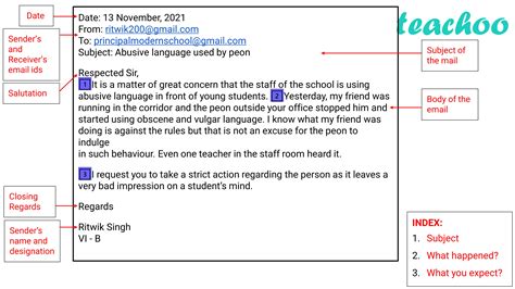 Email Writing Class 8 Format Examples With Index Teachoo