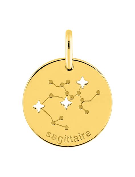 Médaille Zodiaque Sagittaire en or jaune 18 carats 750 1000