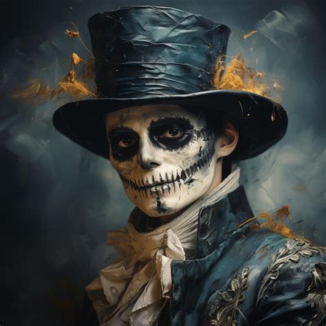 Premium Ai Image Arafed Image Of A Man With A Top Hat And Skeleton