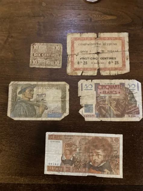 FRANCE LOT DE 5 Billets De Banque Anciens En L Etat Bonne Valeur EUR 1