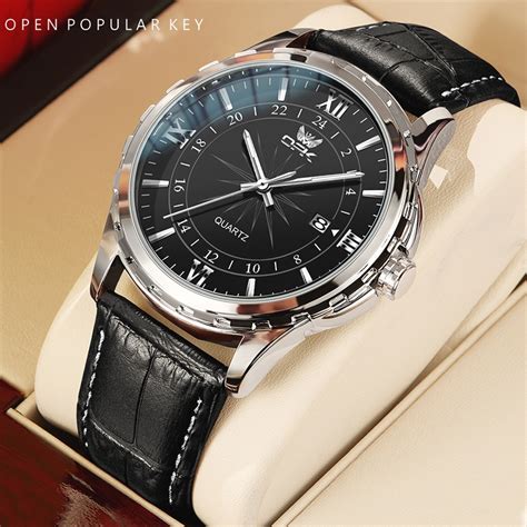 OPK Watch For Men Waterproof Original Calendar Luminous Leather Strap