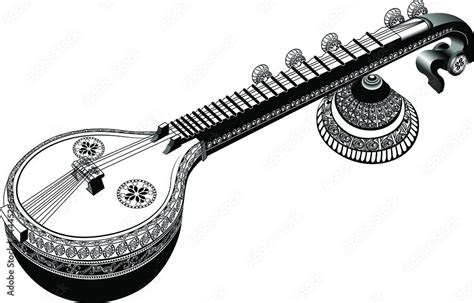 Sitar Instrument Drawing