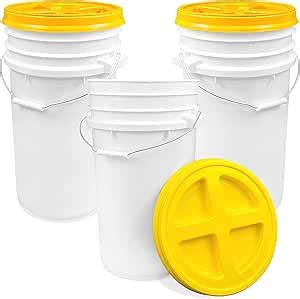 Amazon EPackageSupply 7 Gallon White Bucket With Yellow Gamma