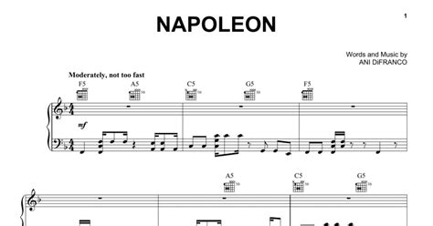 Napoleon Piano Vocal And Guitar Chords Right Hand Melody Buy Now