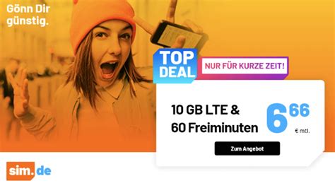 sim de o2 viel surfen wenig telefonieren 10GB LTE 60min für 6 66