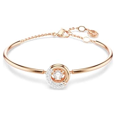 Dextera Bangle Round Cut White Rose Gold Tone Plated Swarovski