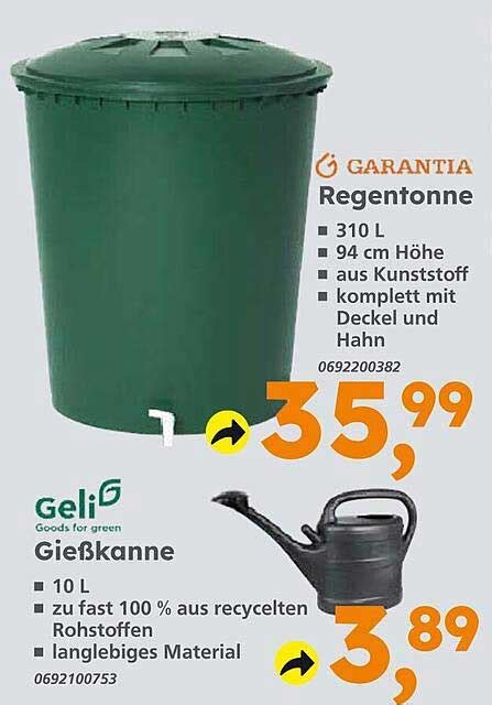 Garantia Regentonne Oder Geli Gießkanne Angebot bei Globus Baumarkt