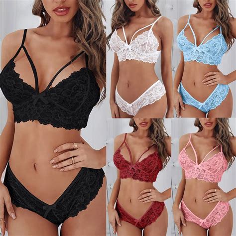 Brief Sets Women Plus Size Lingerie Corset Lace Floral Bra Two