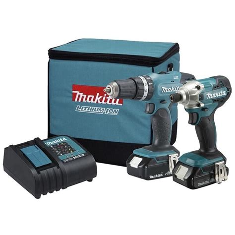 Combo Parafusadeira E Furadeira De Impacto Makita 18v Baterias E