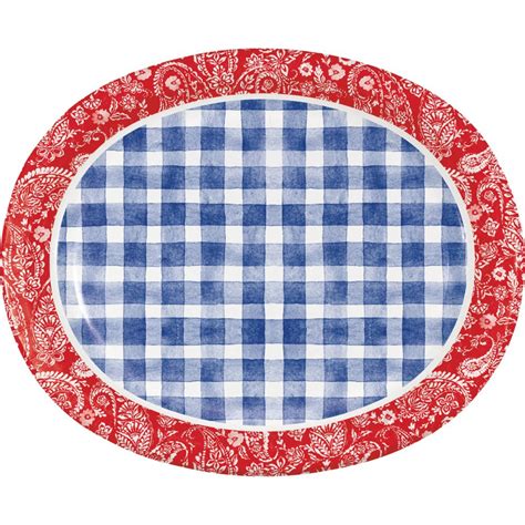 Picnic Paisley Plaid 12 Inch Oval Plates Party At Lewis Elegant Party Supplies Plastic