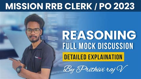 Reasoning Full Mock Discussion By Prithivi Raj Mission Rrb Clerk Po