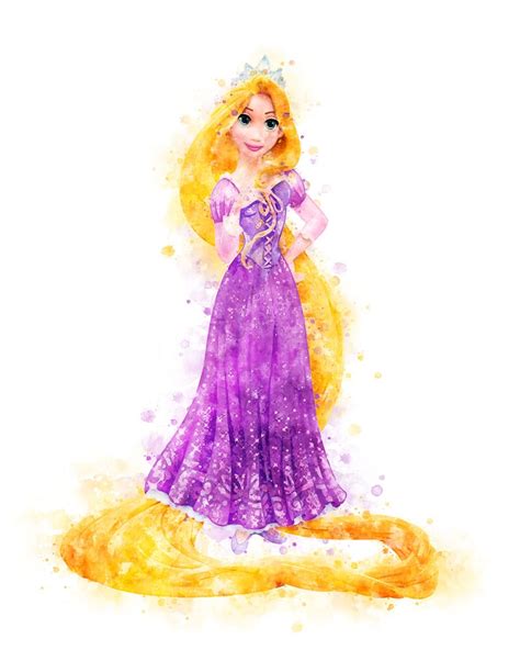 Rapunzel Print Disney Princess Watercolor Rapunzel Tangled | Etsy