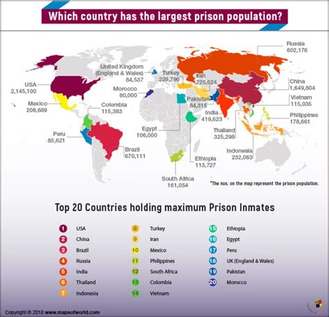 World Map Showing Countries With Largest Prison Population Answers